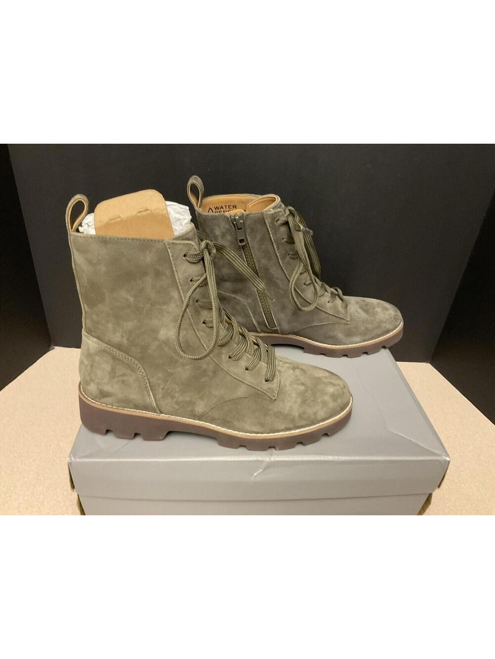 New! Womens Vionic Lani Olive Suede Water Resistant Combat Boots. Size 6.5. Nice